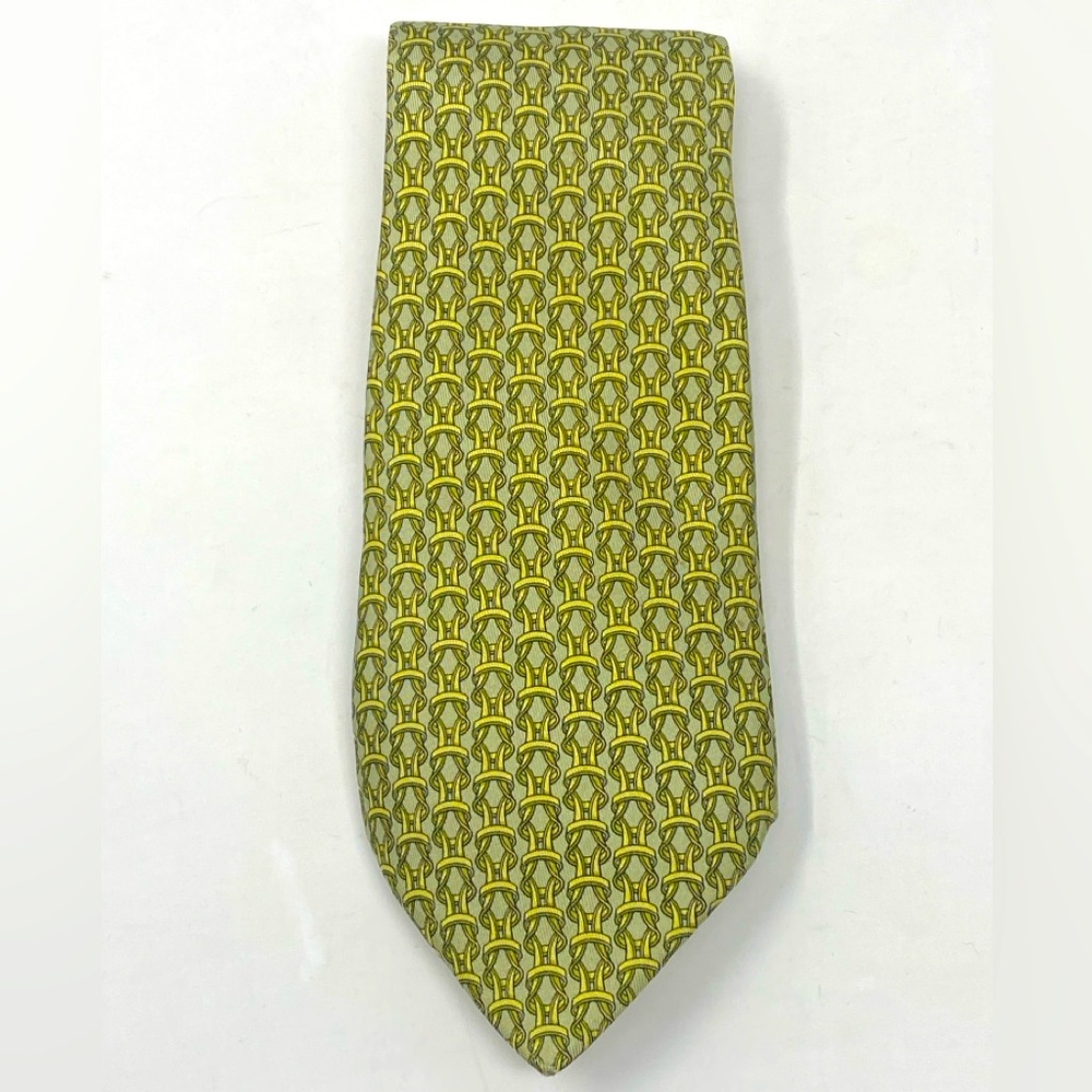 Hermes Silk Tie Green Rope 7885 MA